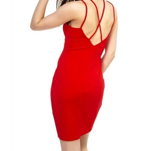 Haute Monde Red Double Strap Cross Back Dresss - Picture 2 of 6